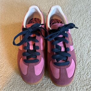 Puma Palermo Pink and Burgundy Sneakers with Navy Laces